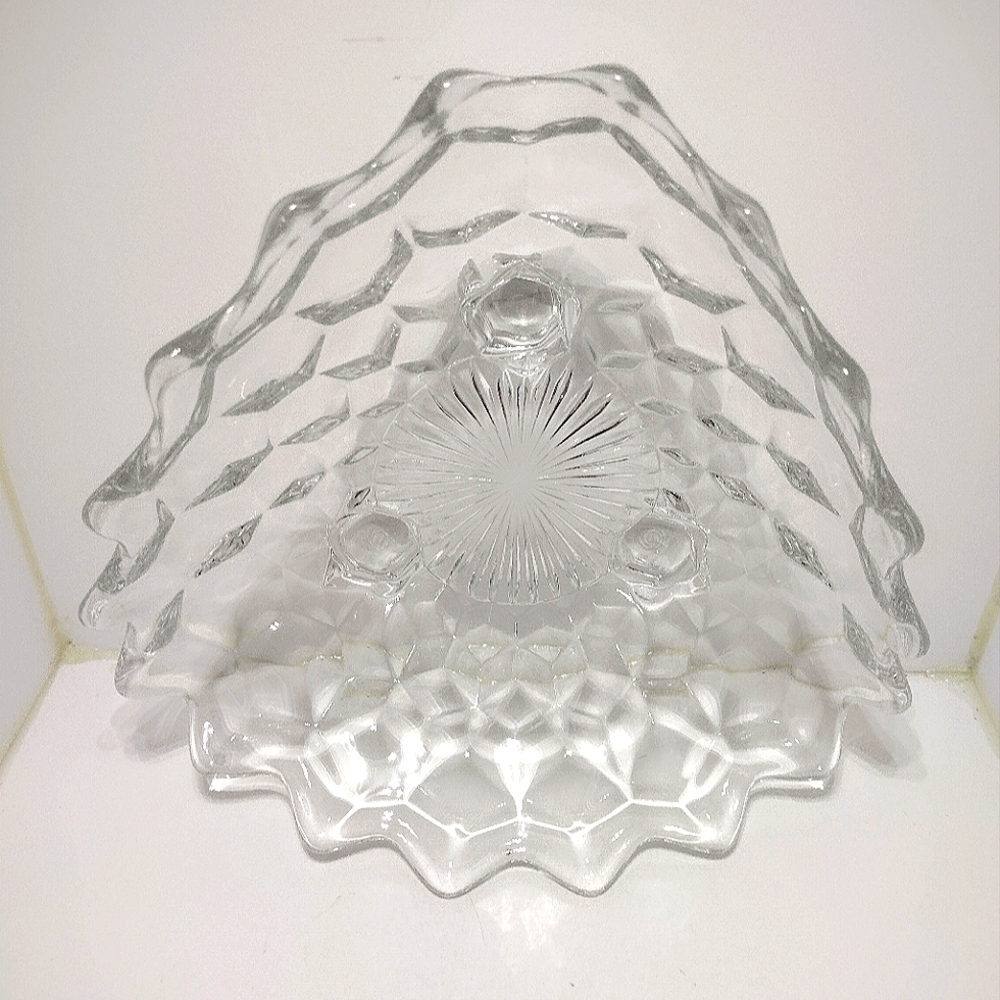 Vintage Fostoria Tri-foot Triangular Candy Bowl